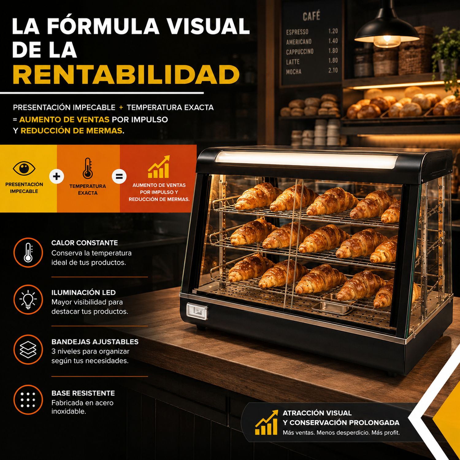 Vitrina Exhibidor Sobre Mostrador Alimentos Calientes