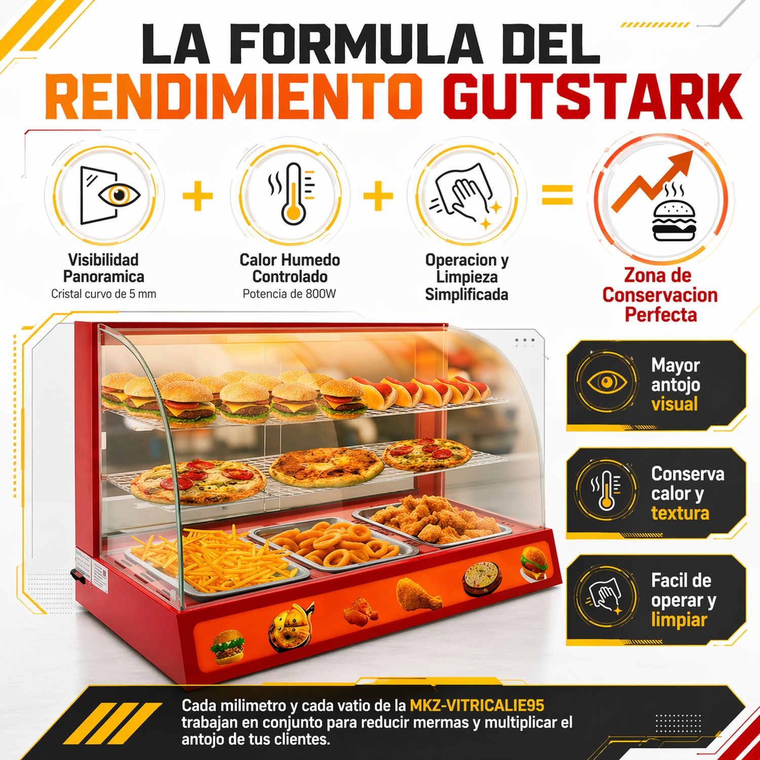 Vitrina Exhibidor Alimentos Calientes Mostrador Cristal
