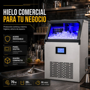 Maquina Fabricadora Hielo Comercial 70 Kg Dia Restaurante