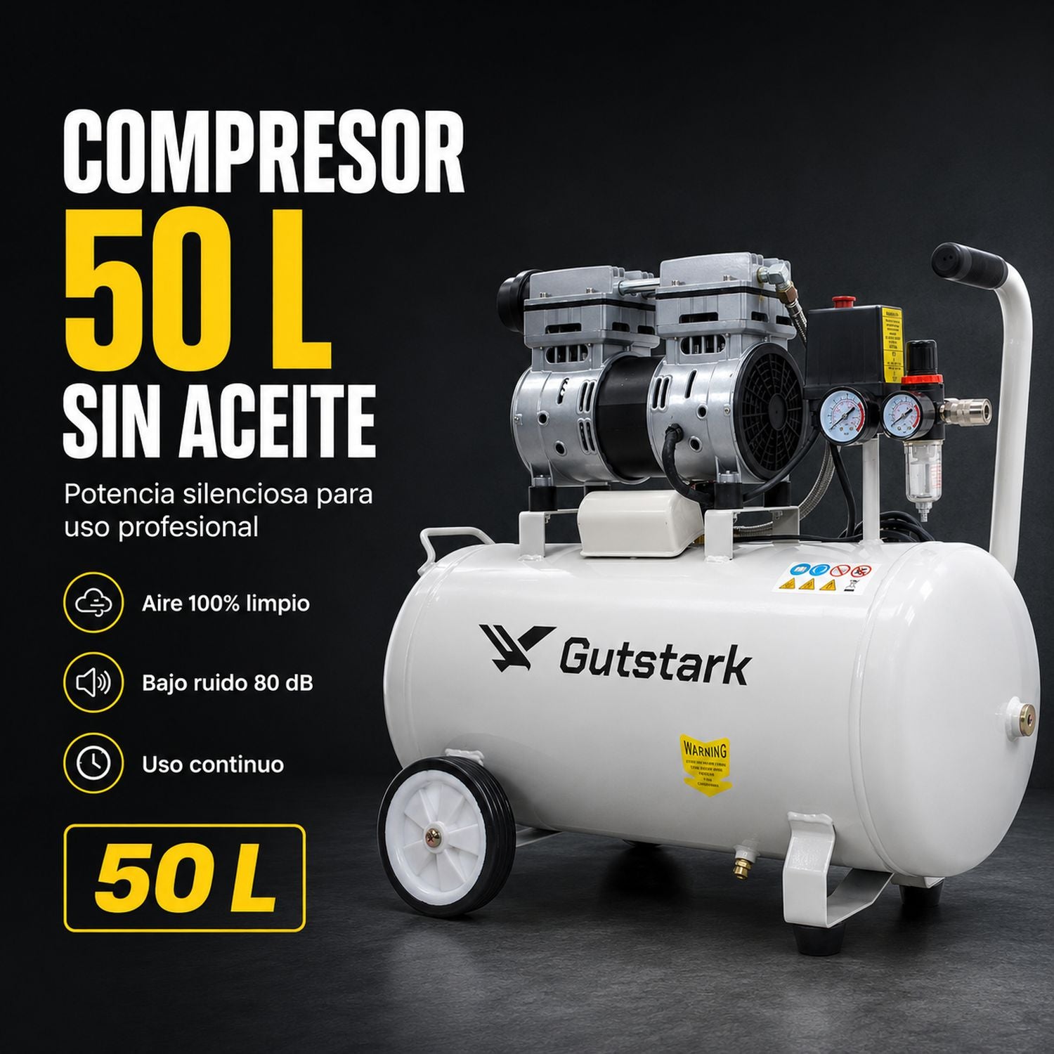 Compresor Aire Electrico Tanque Portatil 50 L 127v 750w 1hp