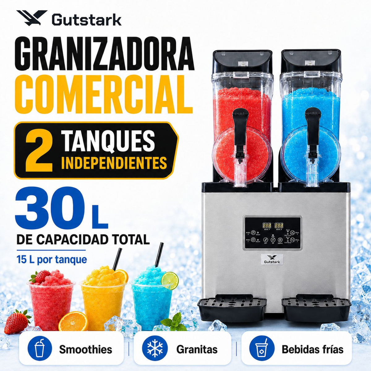 Maquina Para Smoothies Frapes Raspados Industrial 30 Litros