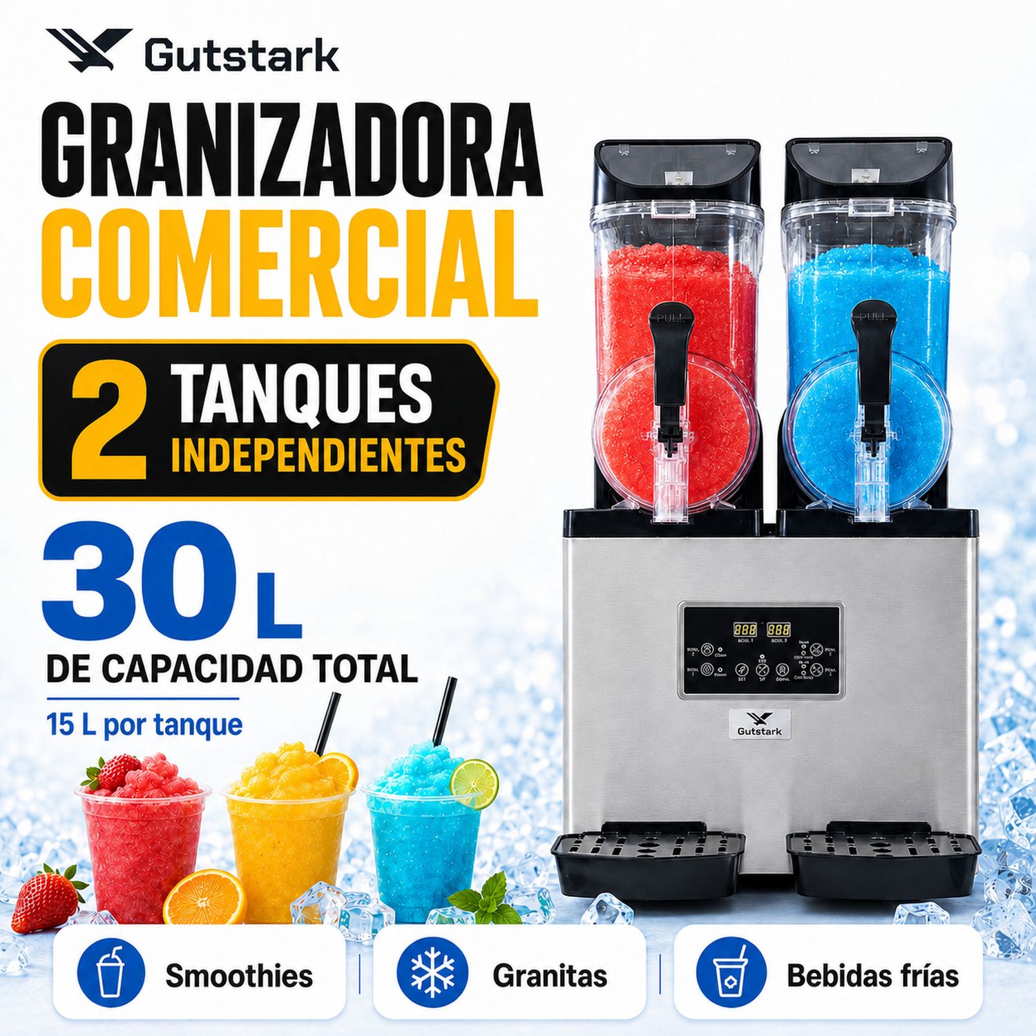 Maquina Para Smoothies Frapes Raspados Industrial 30 Litros