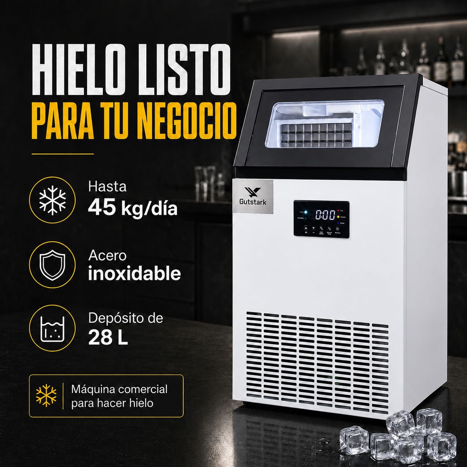 Maquina Fabricadora Hielo Comercial 40 Kg Dia Restaurante