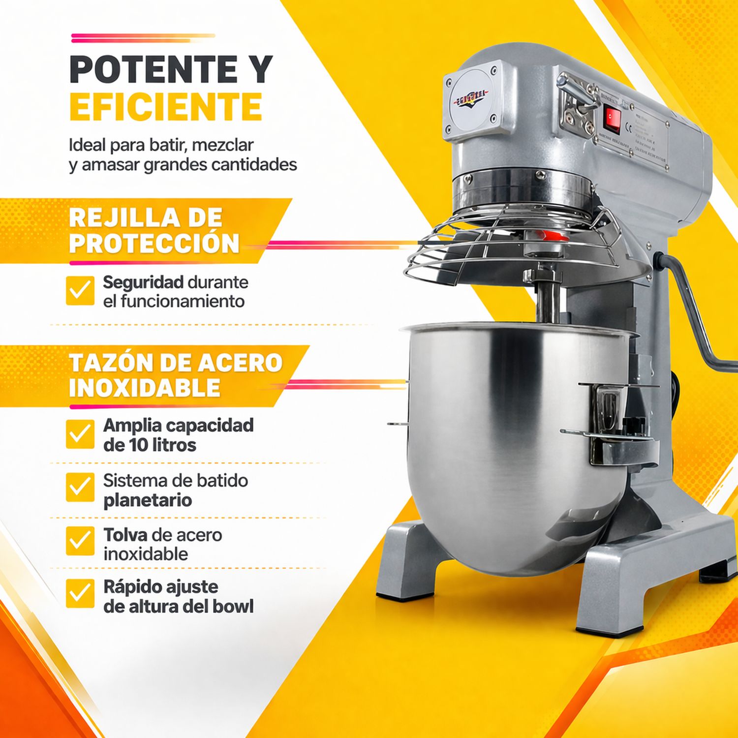 Batidora Industrial 10lts 2 Velocidades 370w