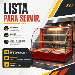 Vitrina Exhibidor Alimentos Calientes Mostrador Cristal