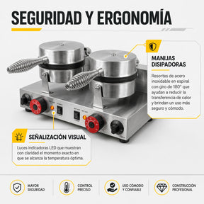 Wafflera Electrica Doble Industrial Antiadherente 2000w 250°