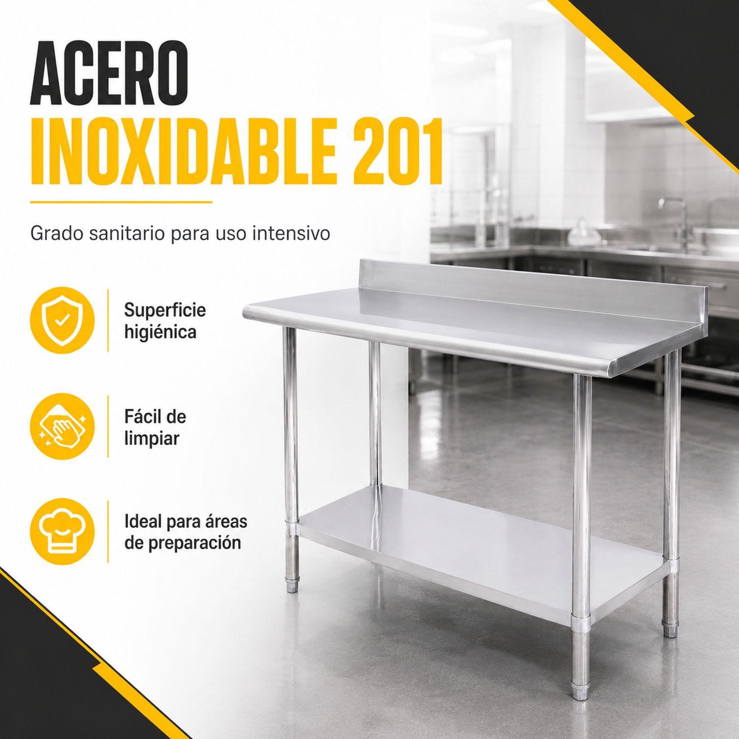 Mesa Isla Trabajo Acero Inoxidable Pasteur 110x60x105