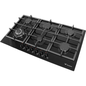 Parrilla a Gas 6 Quemadores Cristal Templado Empotrable Acero Inoxidable