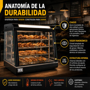 Vitrina Exhibidor Sobre Mostrador Alimentos Calientes