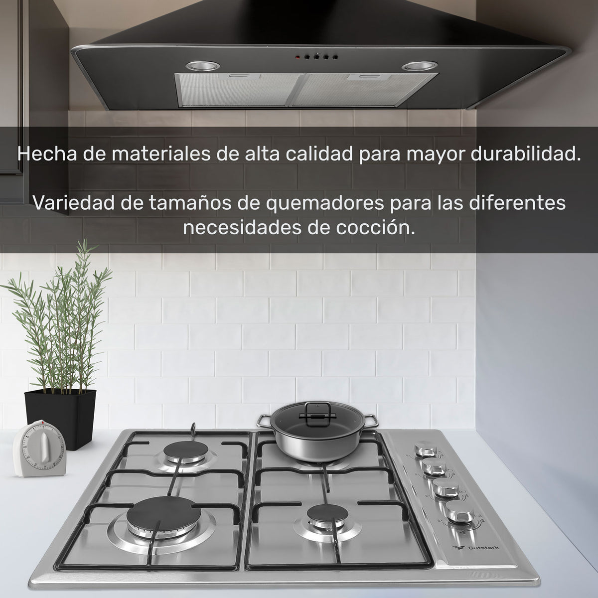 Parrilla A Gas Lp Y Natural 4 Quemadores 58.5 X 50.5 X 9 Cm
