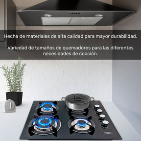 Parrilla a Gas Natural LP Empotrable Cristal Templado 4 Quemadores