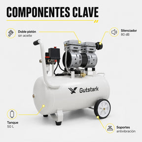 Compresor Aire Electrico Tanque Portatil 50 L 127v 750w 1hp