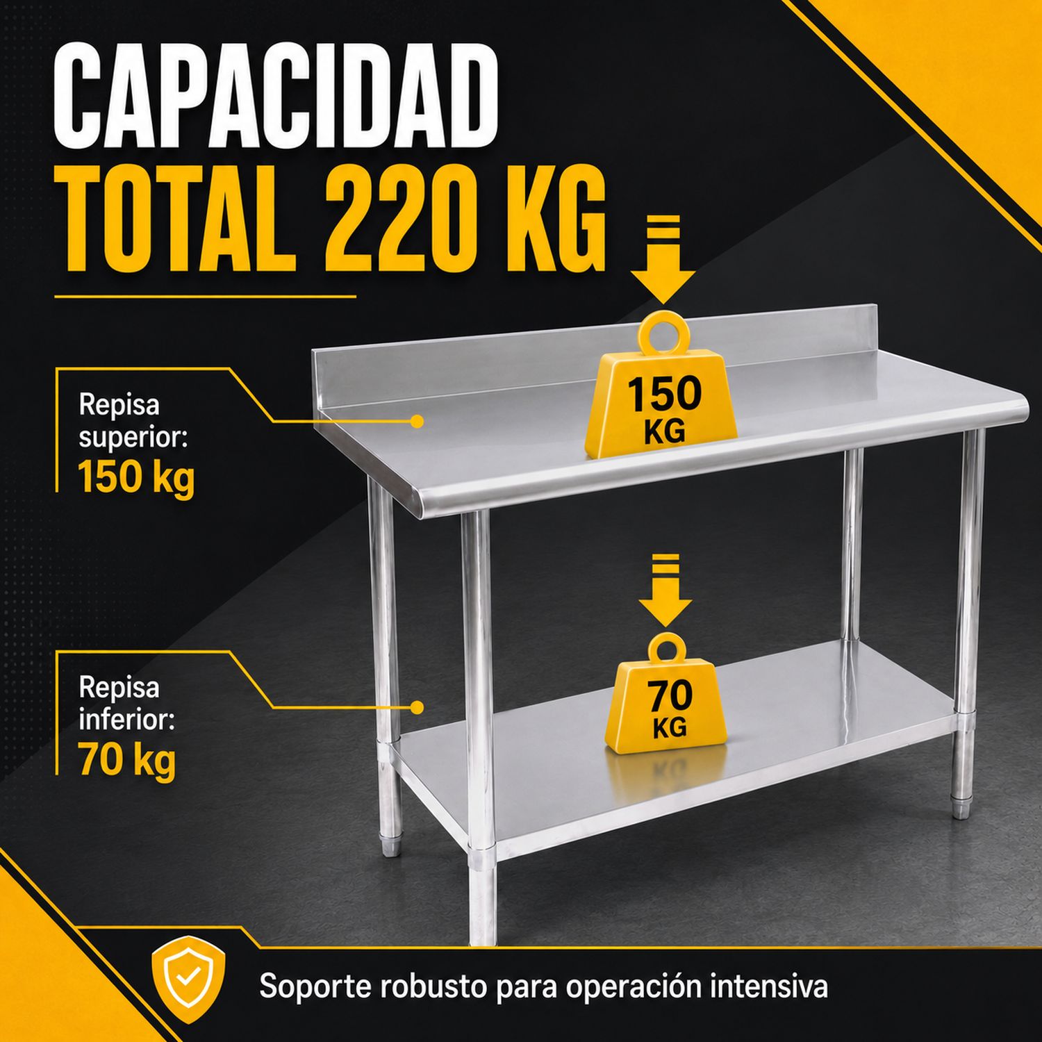 Mesa Isla Trabajo Acero Inoxidable Pasteur 110x60x105