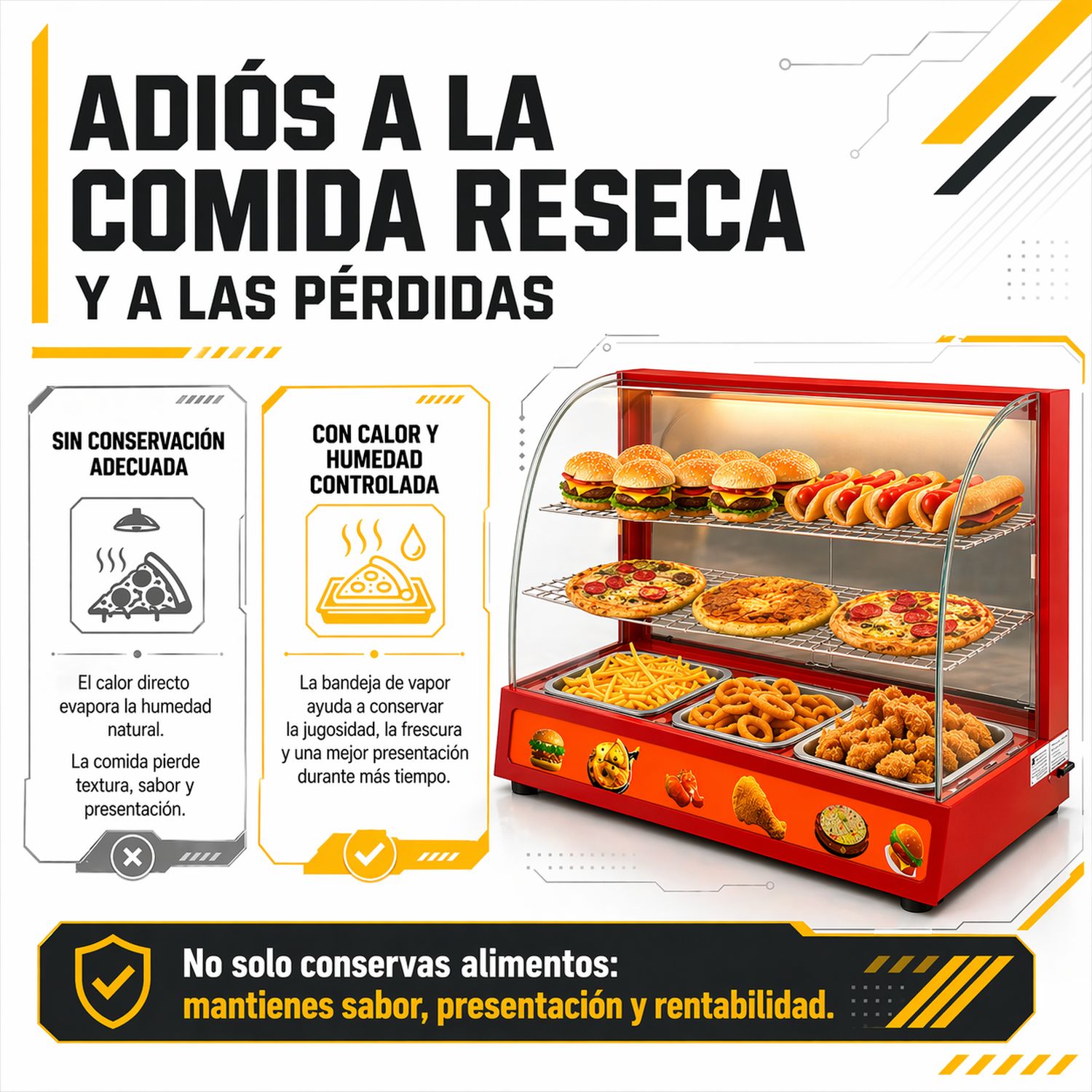 Vitrina Exhibidor Alimentos Calientes Mostrador Cristal