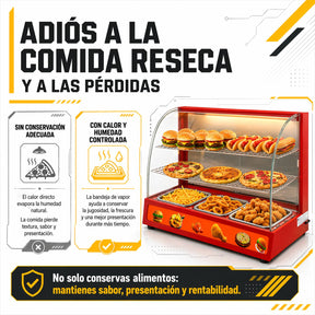 Vitrina Exhibidor Alimentos Calientes Mostrador Cristal