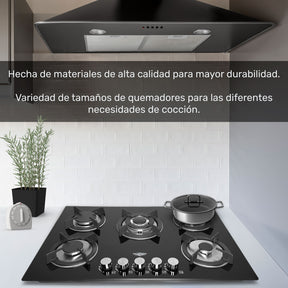 Parrilla de Gas Empotrable 5 Quemadores Cristal Templado