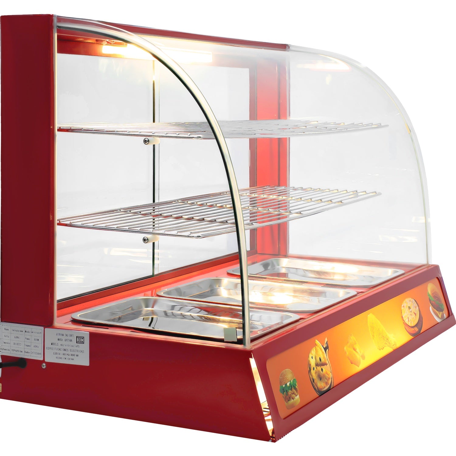 Vitrina Exhibidor Alimentos Calientes Mostrador Cristal