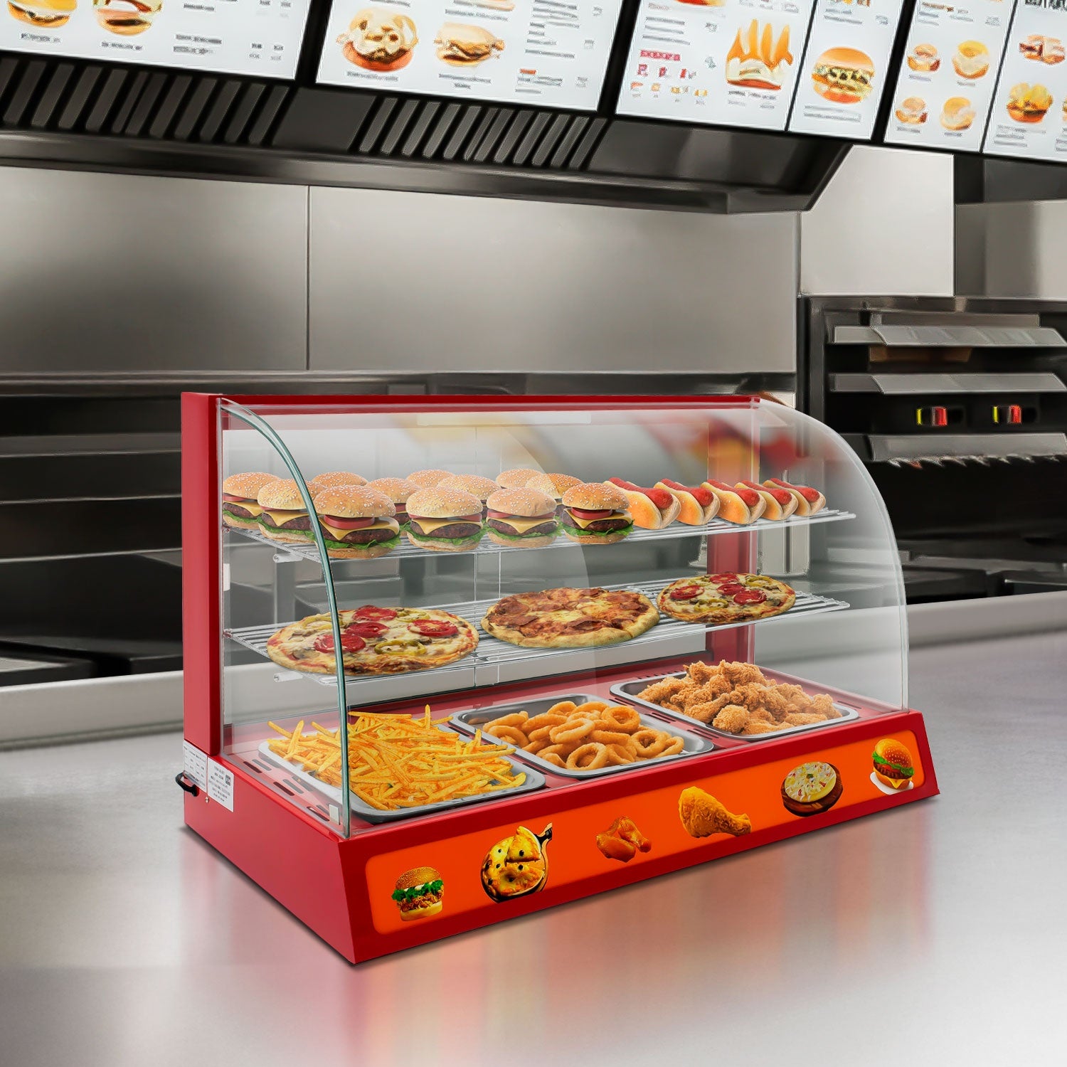 Vitrina Exhibidor Alimentos Calientes Mostrador Cristal
