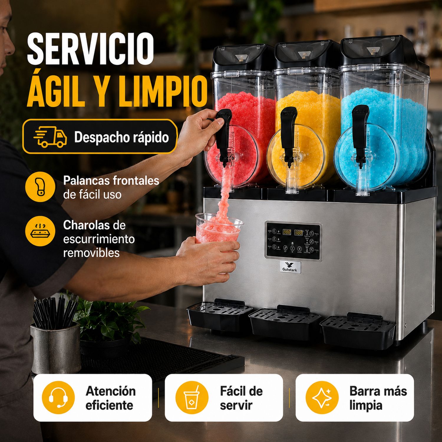 Maquina Para Frappe Smoothies Raspado 45 Litros Industrial