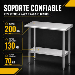 Mesa Isla Acero Inoxidable Mesa Trabajo Cocina 95x45x90
