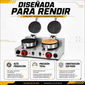 Wafflera Electrica Doble Industrial Antiadherente 2000w 250°