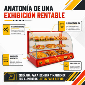 Vitrina Exhibidor Alimentos Calientes Mostrador Cristal