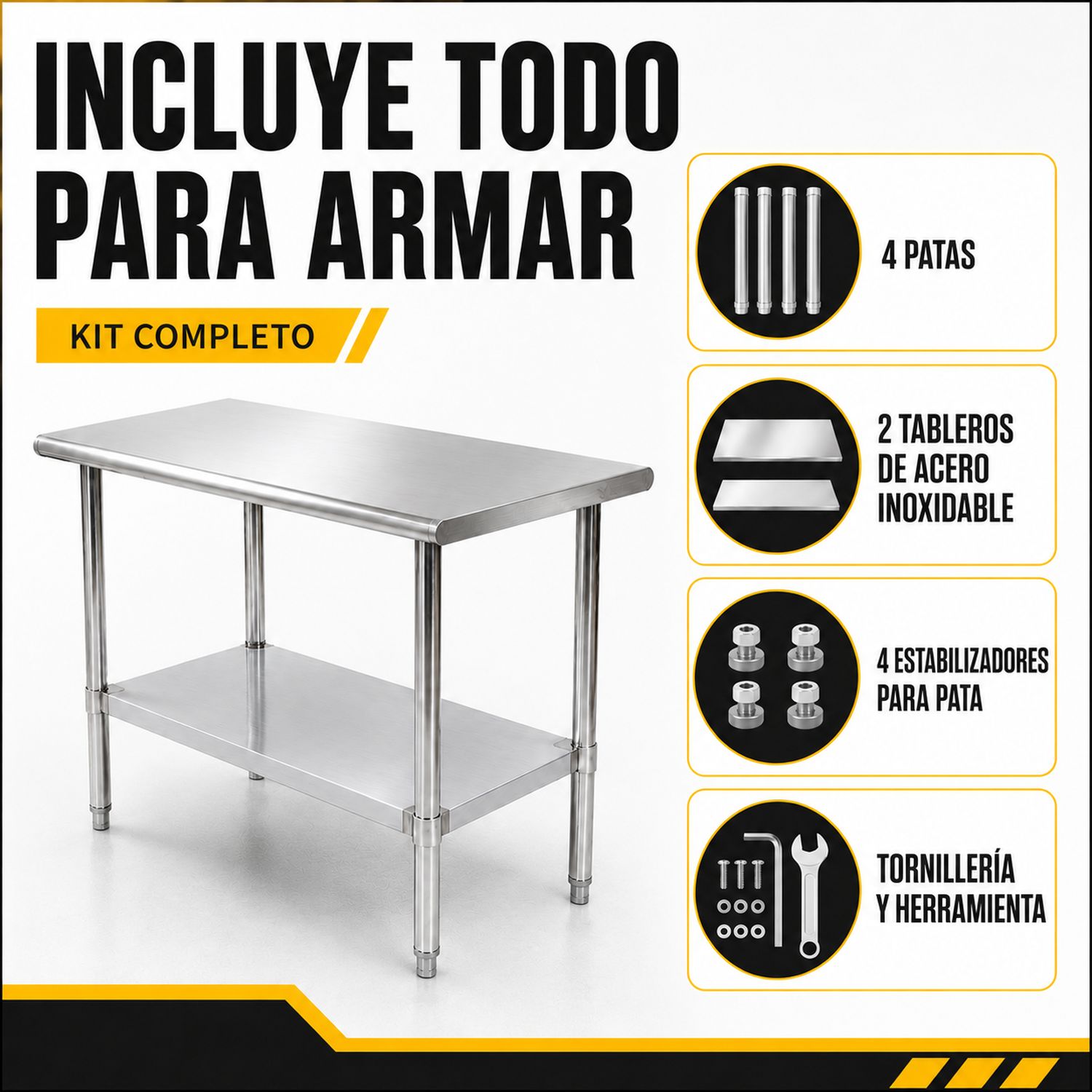 Mesa Isla Trabajo Acero Inoxidable Pasteur 110x60x90