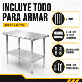 Mesa Isla Trabajo Acero Inoxidable Pasteur 110x60x90