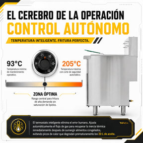 Freidora Industrial Aceite 24l Gas 3 Quemadores Acero Inox