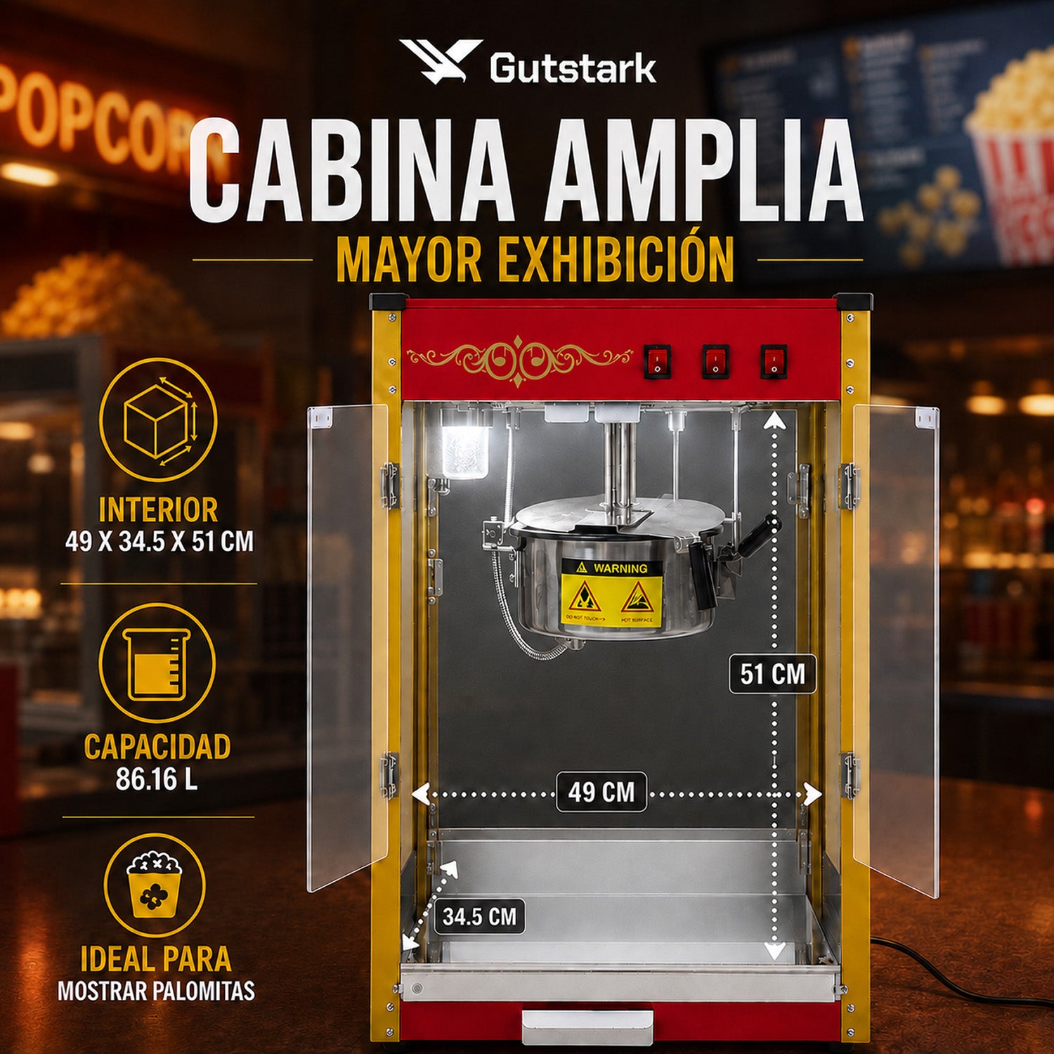 Maquina Palomitas Maiz 8 Oz Palomera Carrito Comercial (Copy)