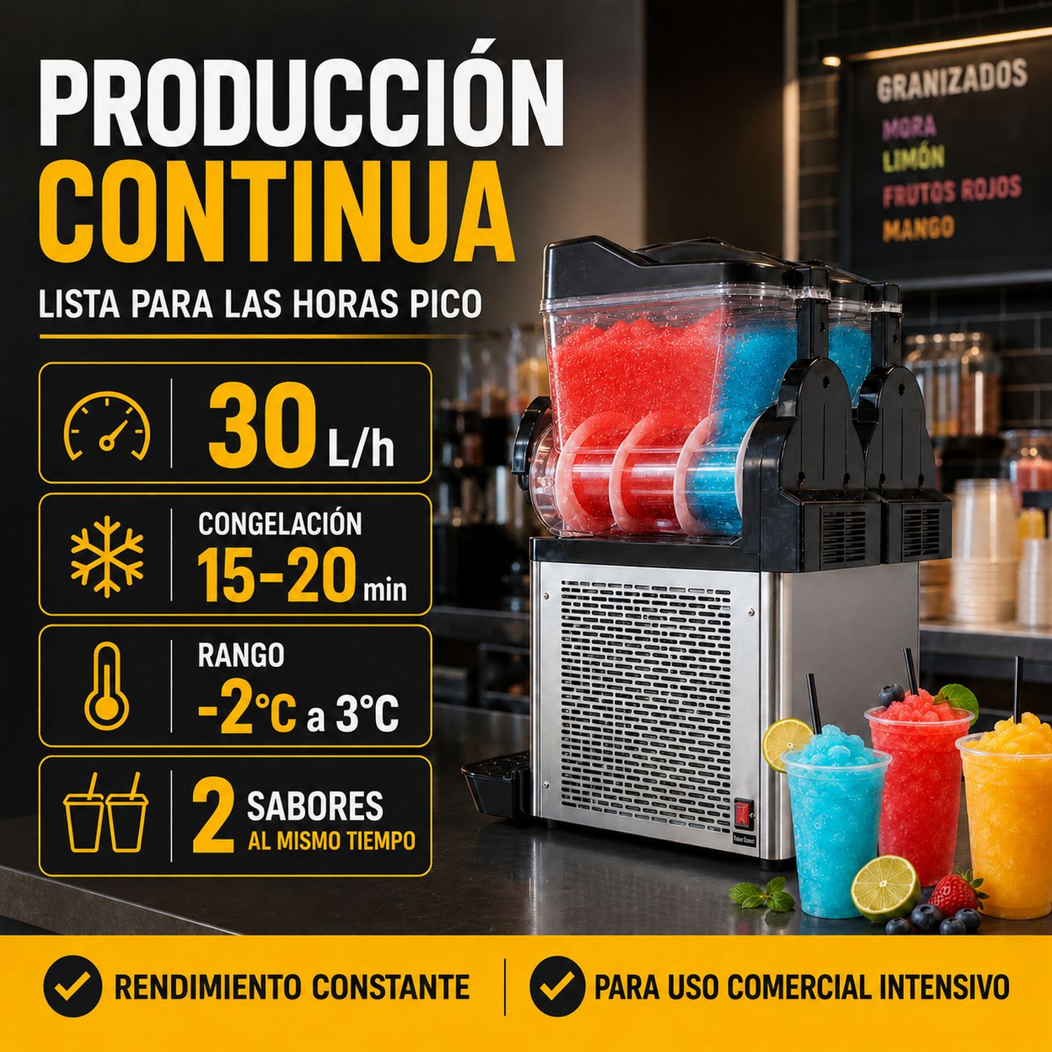 Maquina Para Smoothies Frapes Raspados Industrial 30 Litros