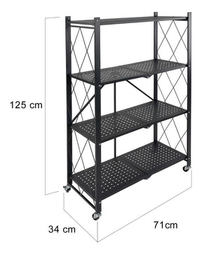 Estante Anaquel Organizador Plegable 4 Niveles Rack Metalico Color Negro
