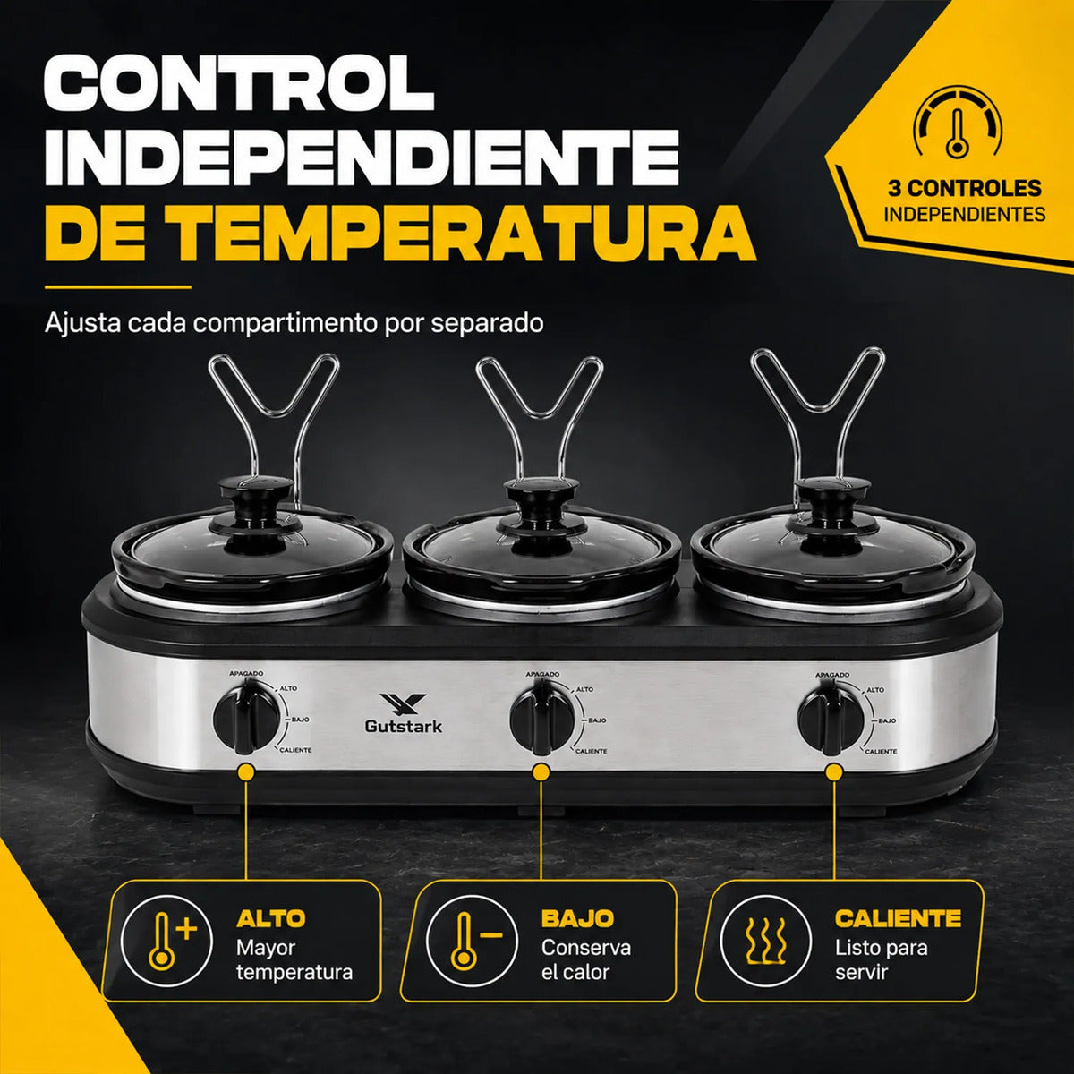 Bufetera Eléctrica 3 Insertos 1l Cerámica Tapa Vidrio