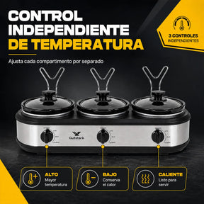 Bufetera Eléctrica 3 Insertos 1l Cerámica Tapa Vidrio