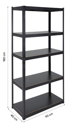 Estante Anaquel Rack Repisas 5 Niveles Metalico 180x39x89 Cm Color Negro