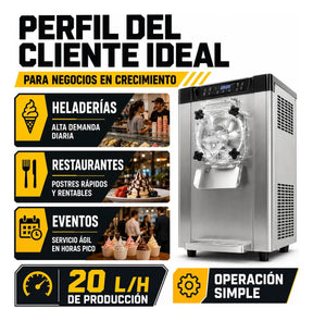 Máquina Helado Duro 20 Litros Por Hora Uso Comercial Acero Inoxidable 2000w