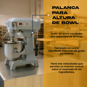 Batidora de pedestal industria 20LT  Gutstark plata 60 Hz 127 V