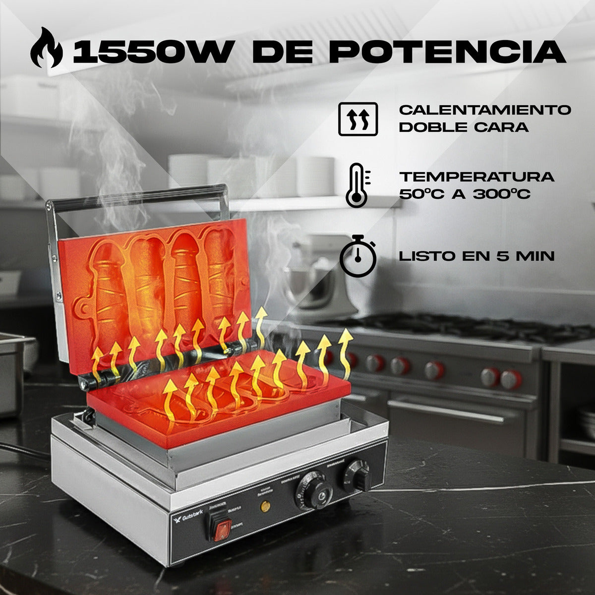 Wafflera Antiadherente Electrica Moldes Figuras Divertidas Color Plata