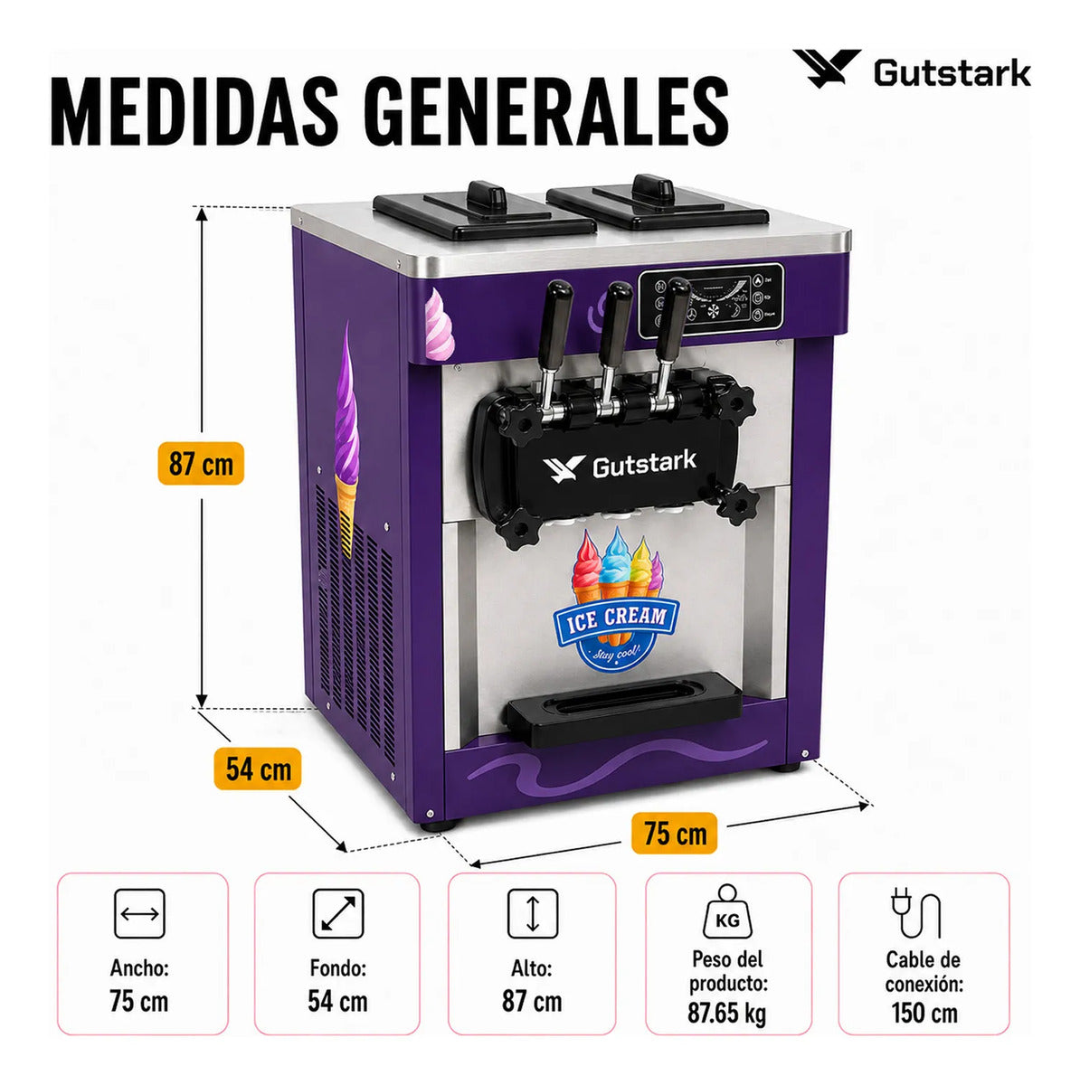 Maquina Helado Yoghurt Suave Nieve Comercial Helados 1800w