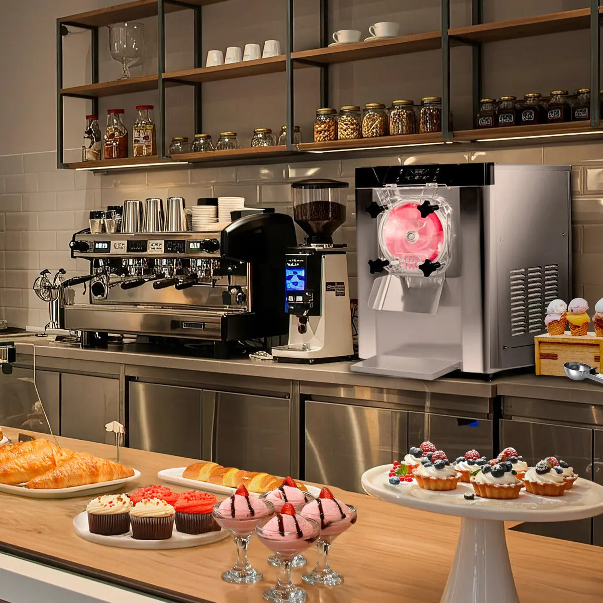 Máquina Helado Duro 20 Litros Por Hora Uso Comercial Acero Inoxidable 2000w