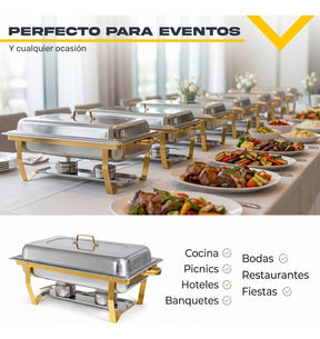 Bufetera 44l Chafing Dish 4pz Acero Inoxidable Vaporera Chef