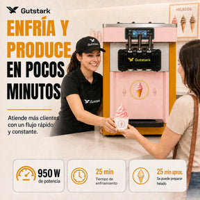 Maquina Helado Suave Mostrador 28l/h 3 Salidas 950w