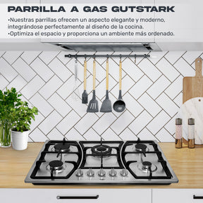 Parrilla de Gas Empotrable 5 Quemadores Acero Inoxidable