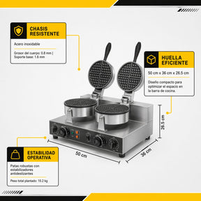Wafflera Electrica Doble Industrial Antiadherente 2000w 250°
