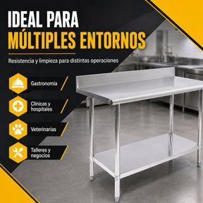 Mesa Isla Trabajo Acero Inoxidable Pasteur 110x60x105