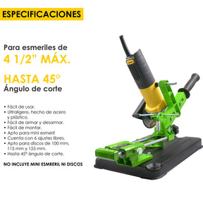 Soporte Amoladora Angular Corte Esmeril Tirante 100 A 125 con Deslizamiento