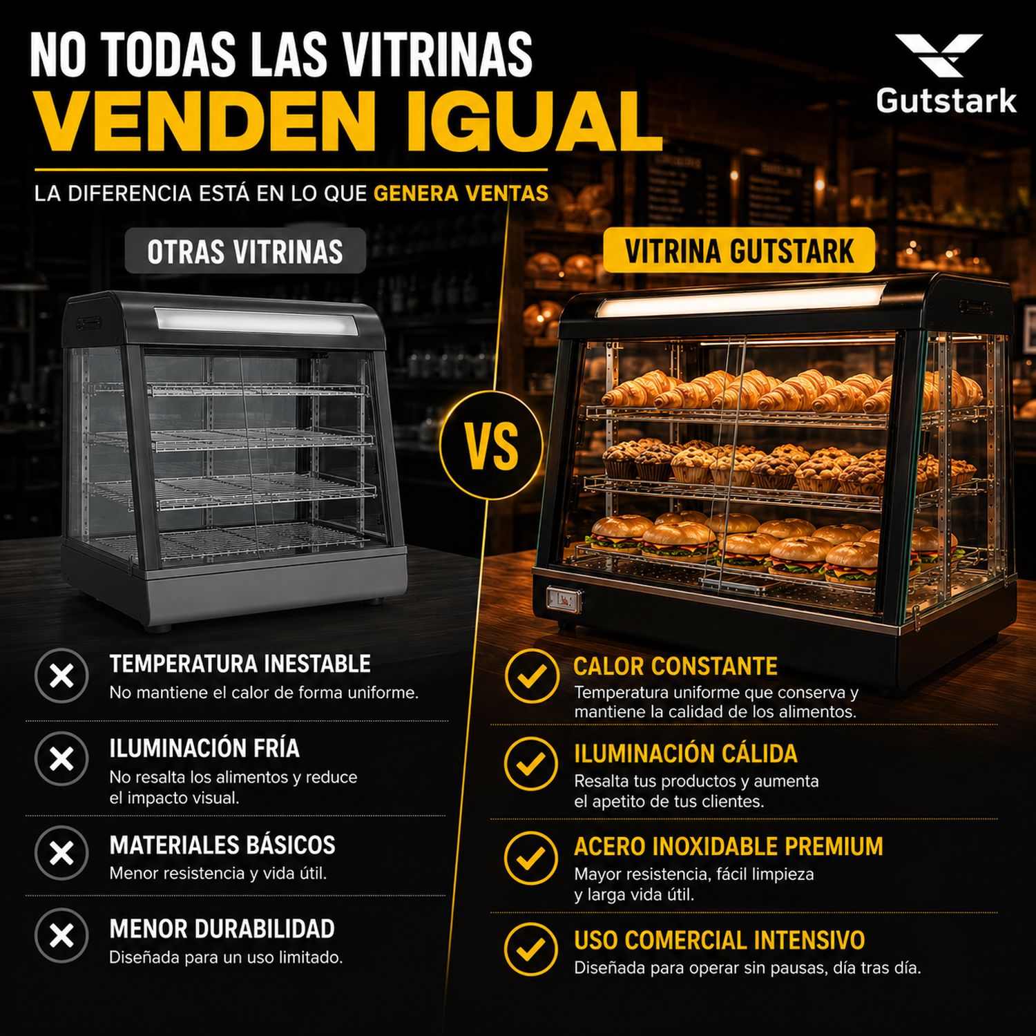 Vitrina Exhibidor Sobre Mostrador Alimentos Calientes