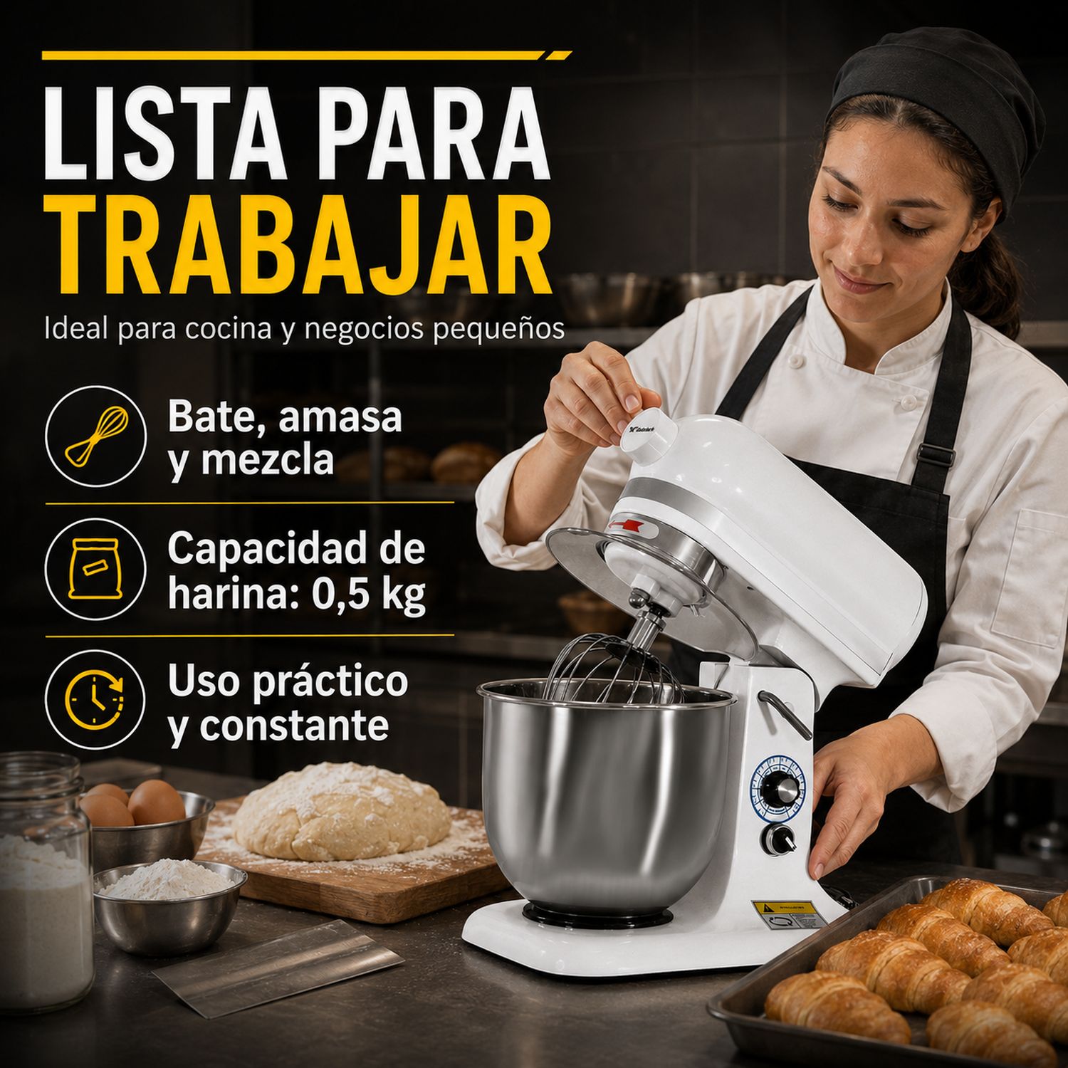 Batidora Pedestal 3 En 1 Industrial 7 Litros 650rpm 300w