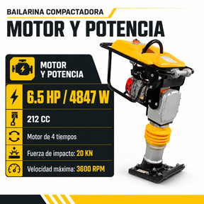 Bailarina Compactadora Concreto Apisonadora 6.5 Hp