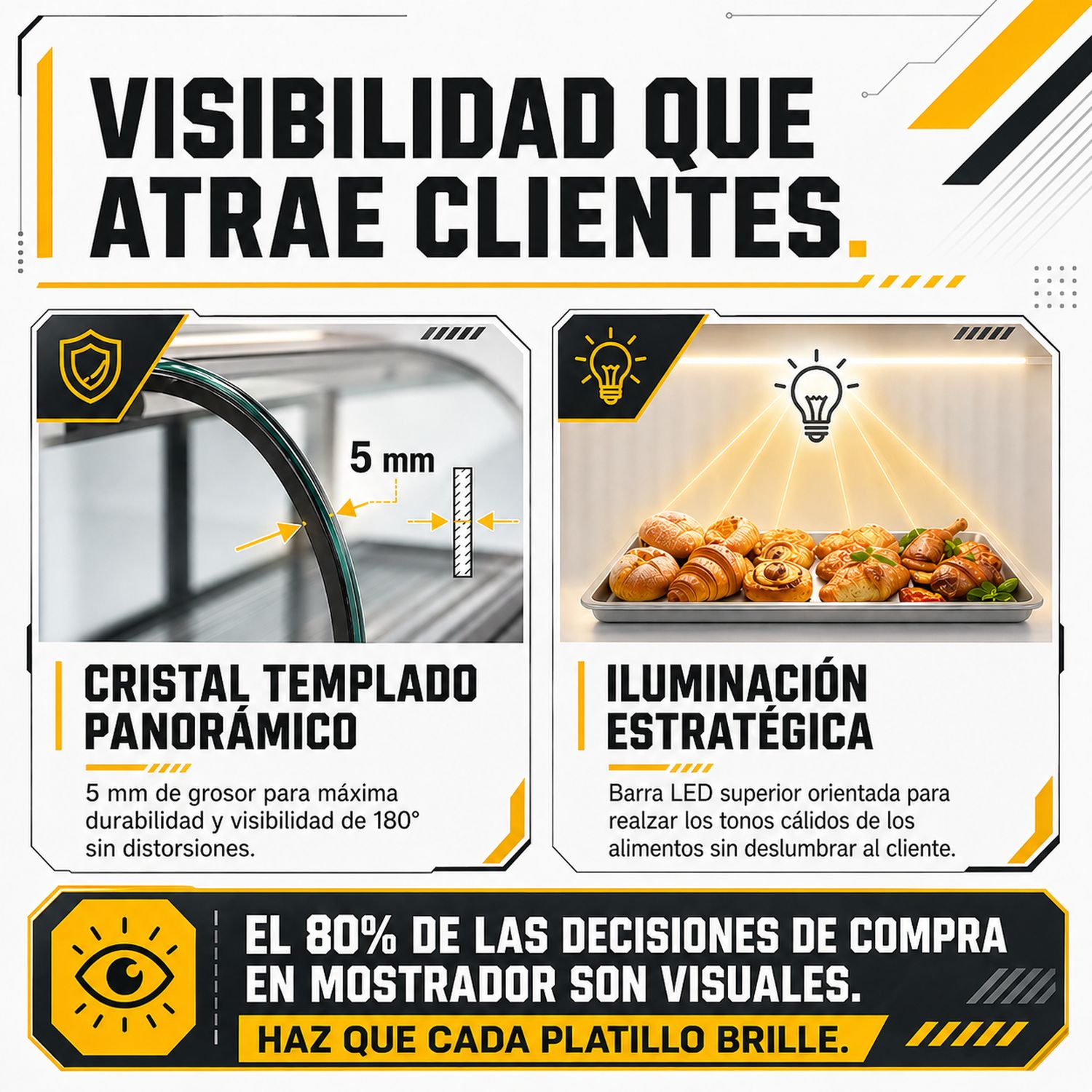 Vitrina Exhibidor Alimentos Calientes Mostrador Cristal